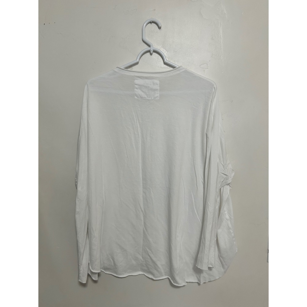 Frank & Eileen White Long Sleeve Raw Hem Cotton Tee Shirt Womens Large L - Picture 2 of 4